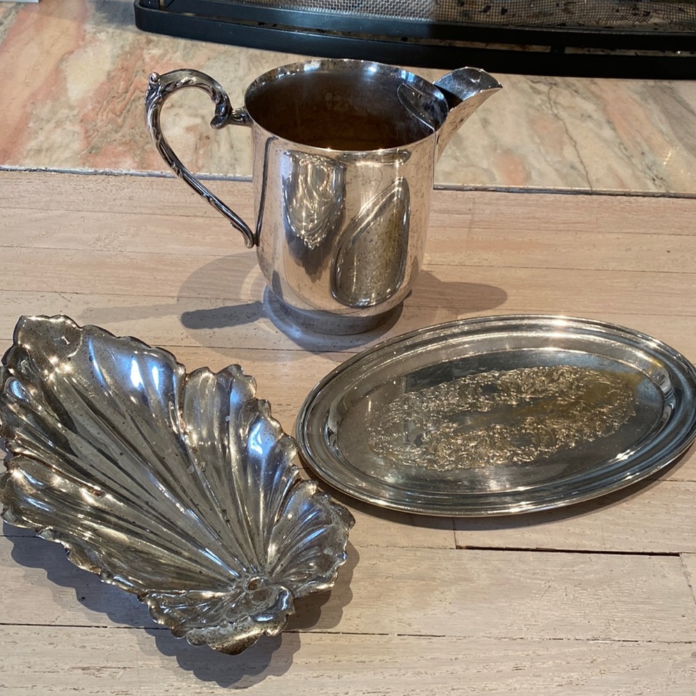 Bundle of EUC silver plate vintage serving pieces